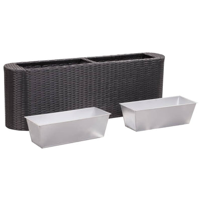 Garden Raised Bed 120x24x40 cm Poly Rattan Black