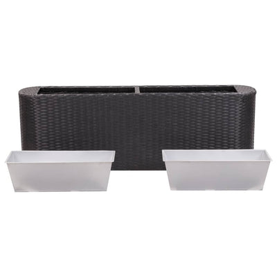 Garden Raised Bed 120x24x40 cm Poly Rattan Black