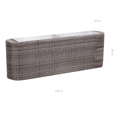 Garden Raised Bed 120x24x40 cm Poly Rattan Grey