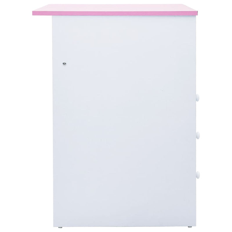 Children Drawing Study Desk Tiltable Pink and White