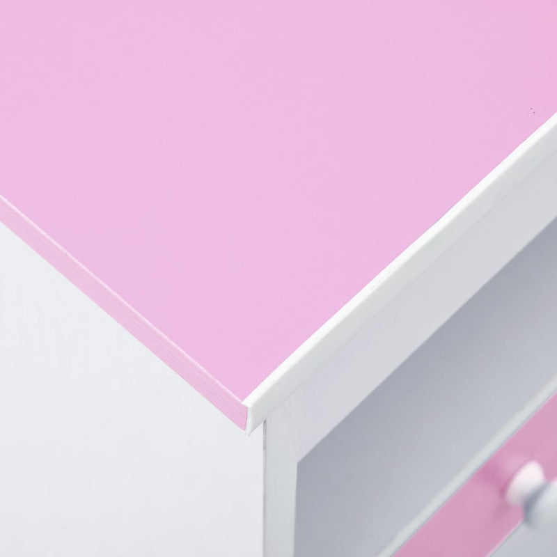 Children Drawing Study Desk Tiltable Pink and White