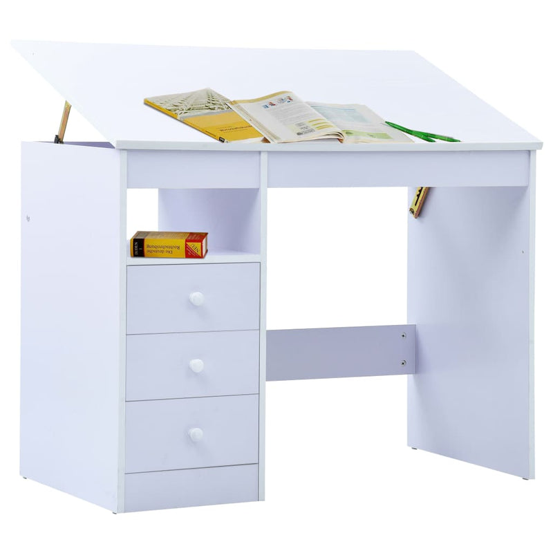 Children Drawing Study Desk Tiltable White