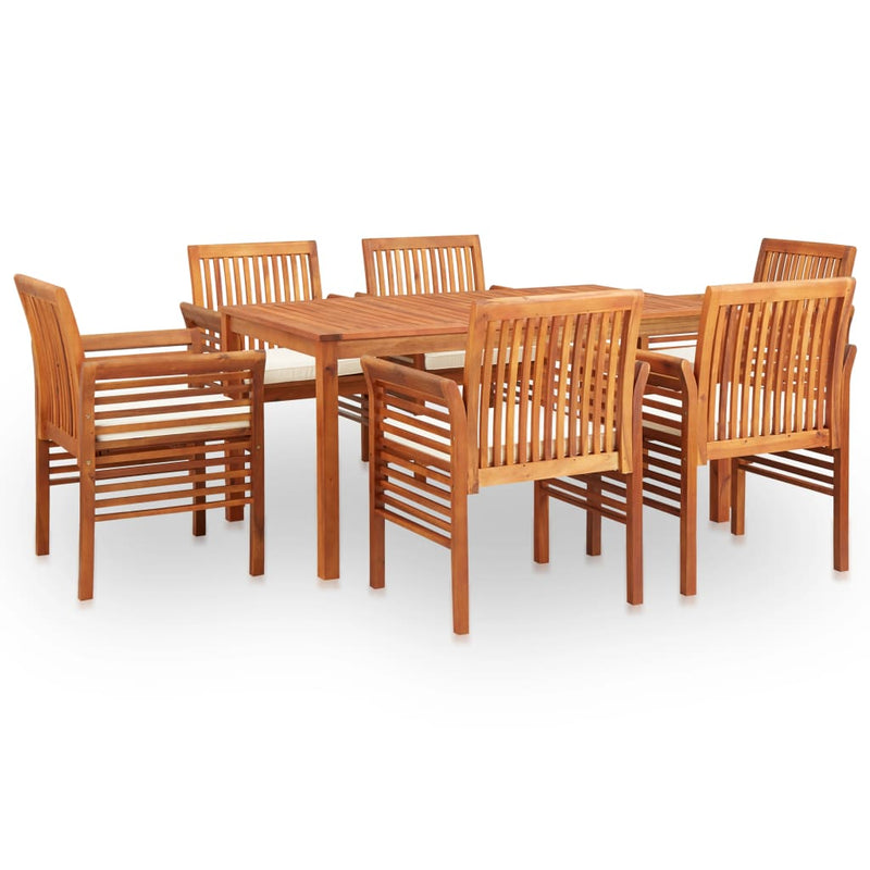 7 Piece Outdoor Dining Set with Cushions Solid Wood Acacia