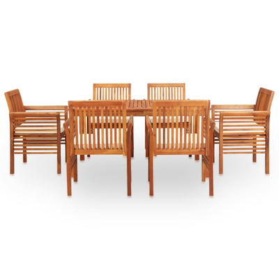 7 Piece Outdoor Dining Set with Cushions Solid Wood Acacia