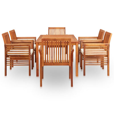 7 Piece Outdoor Dining Set with Cushions Solid Wood Acacia