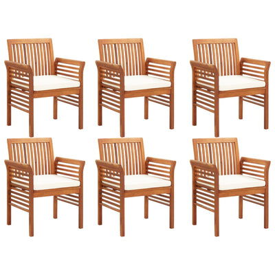 7 Piece Outdoor Dining Set with Cushions Solid Wood Acacia