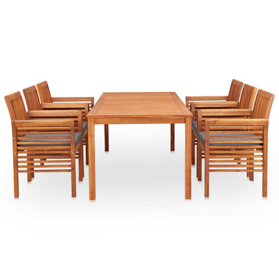 7 Piece Outdoor Dining Set with Cushions Solid Wood Acacia