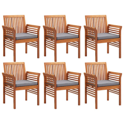 7 Piece Outdoor Dining Set with Cushions Solid Wood Acacia