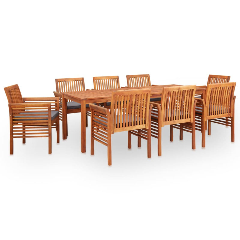 9 Piece Outdoor Dining Set with Cushions Solid Wood Acacia