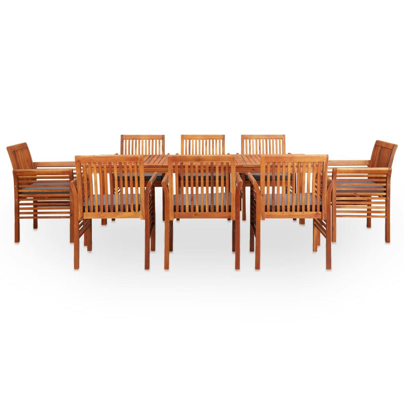 9 Piece Outdoor Dining Set with Cushions Solid Wood Acacia