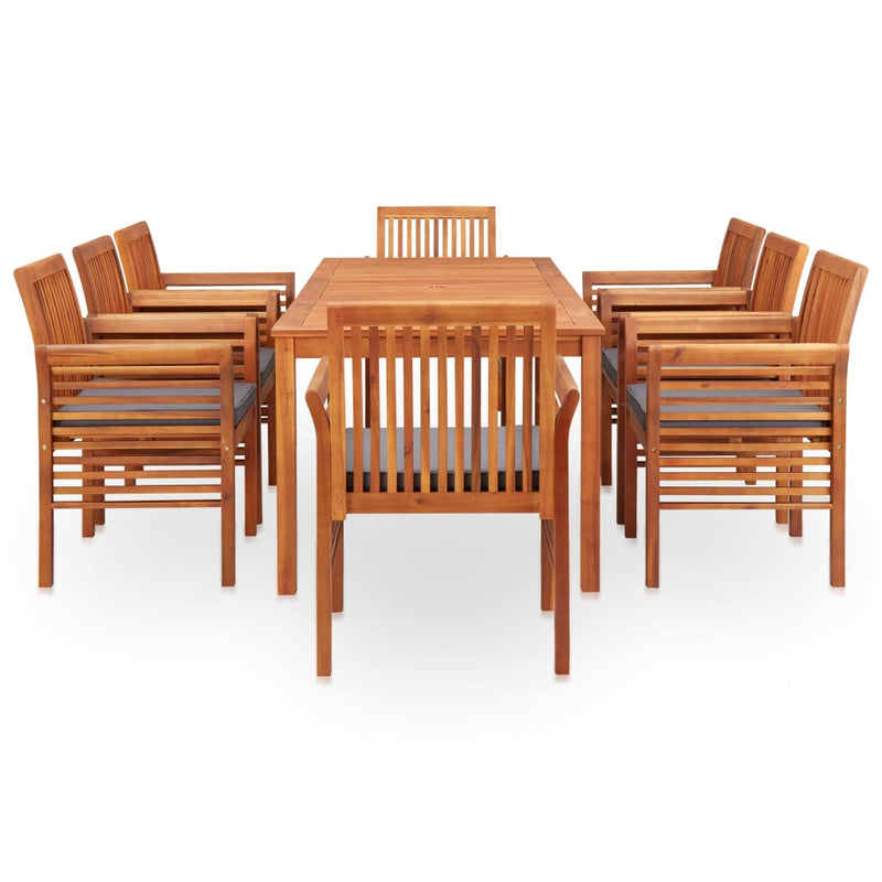 9 Piece Outdoor Dining Set with Cushions Solid Wood Acacia