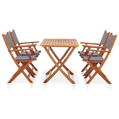 5 Piece Outdoor Dining Set Grey Solid Eucalyptus Wood