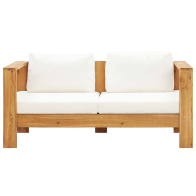 4 Piece Garden Lounge Set with Cushions Cream Solid Acacia Wood