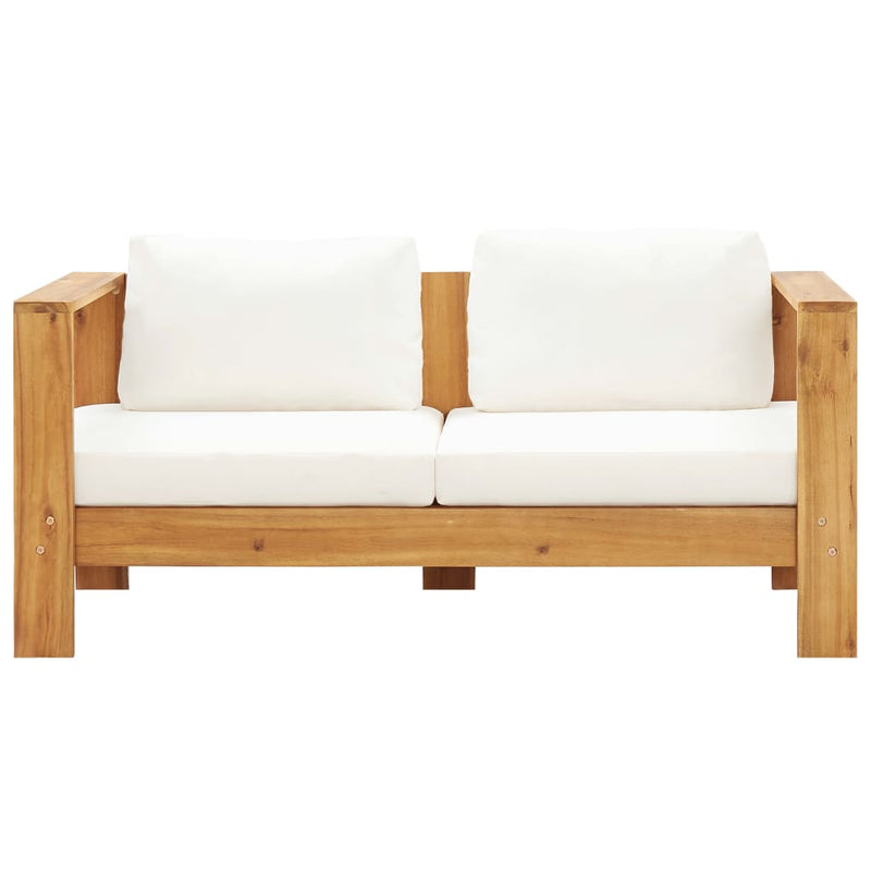 4 Piece Garden Lounge Set with Cushions Cream Solid Acacia Wood