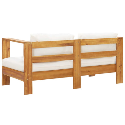 4 Piece Garden Lounge Set with Cushions Cream Solid Acacia Wood