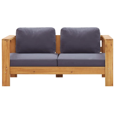 4 Piece Garden Lounge Set with Cushions Grey Solid Acacia Wood