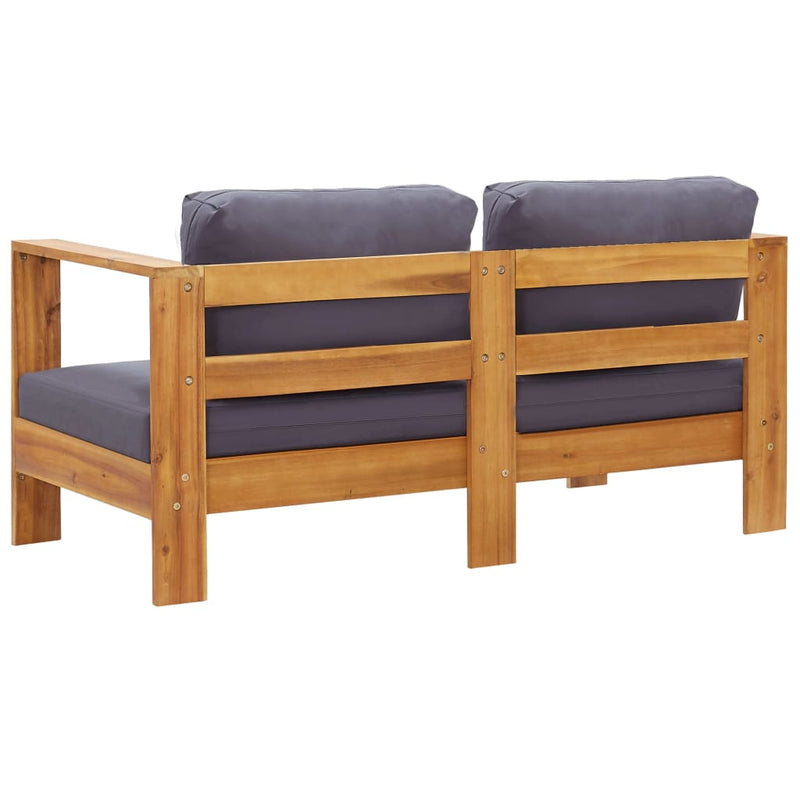 4 Piece Garden Lounge Set with Cushions Grey Solid Acacia Wood