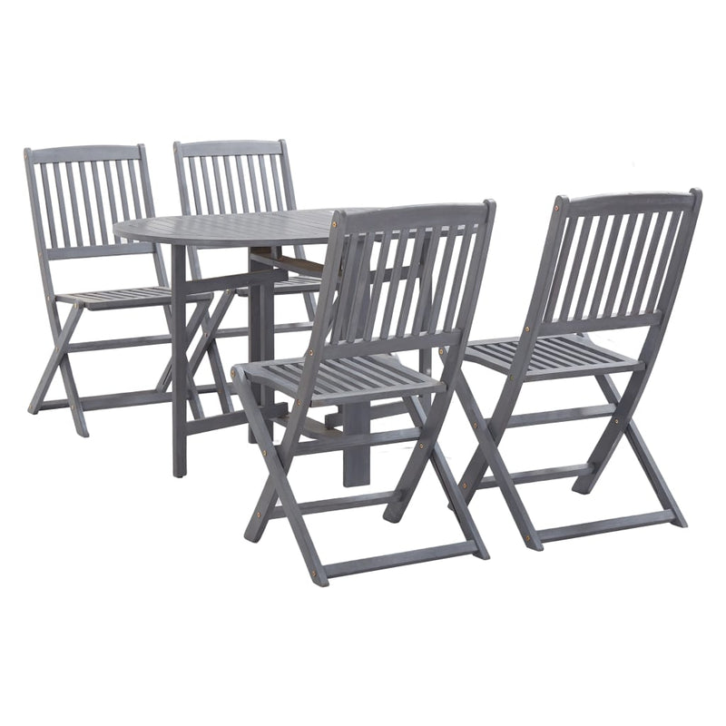 5 Piece Garden Dining Set Solid Wood Acacia Grey