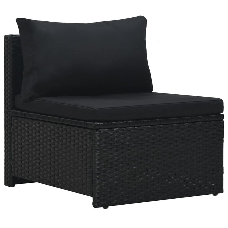 6 Piece Garden Lounge Set with Cushions Poly Rattan Black