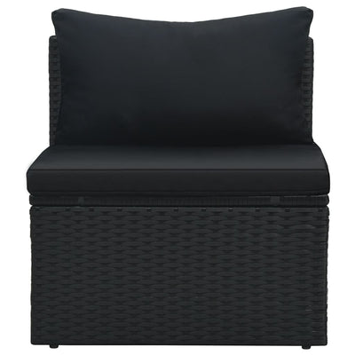 6 Piece Garden Lounge Set with Cushions Poly Rattan Black