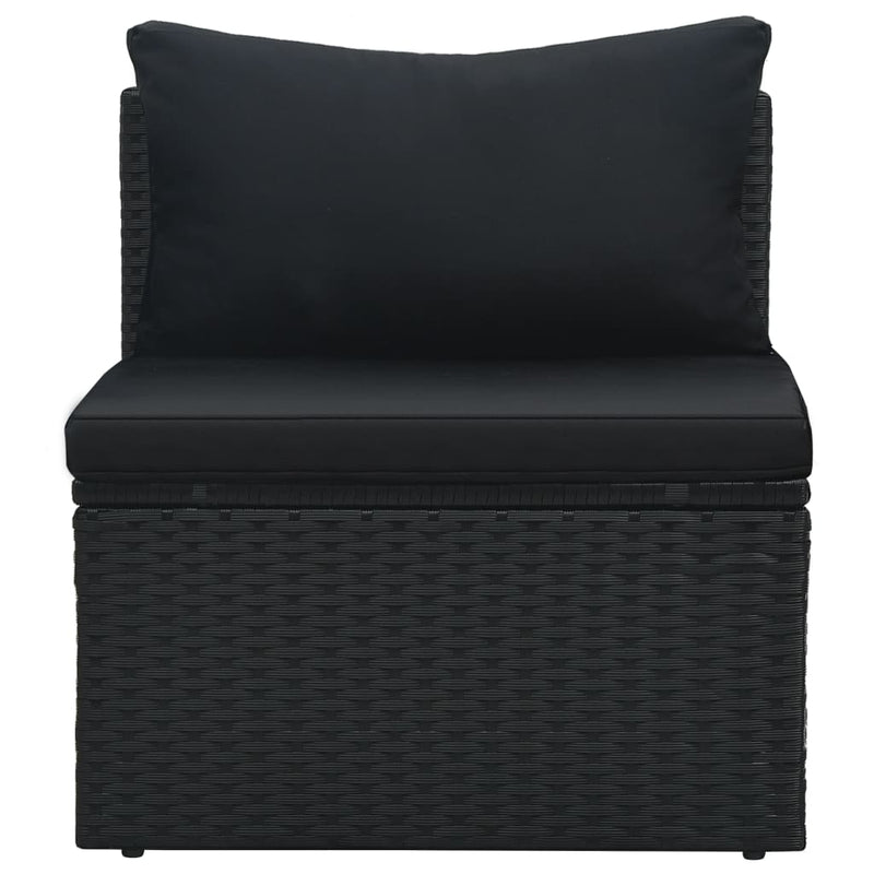 6 Piece Garden Lounge Set with Cushions Poly Rattan Black