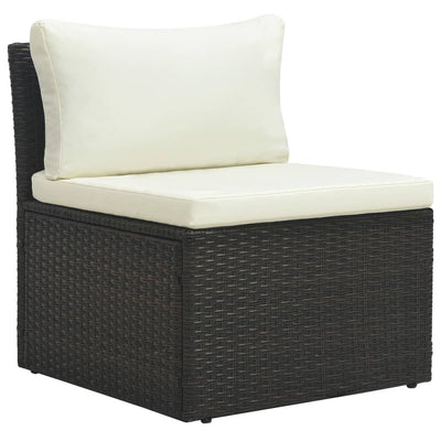 4 Piece Garden Lounge Set with Cushions Poly Rattan Brown