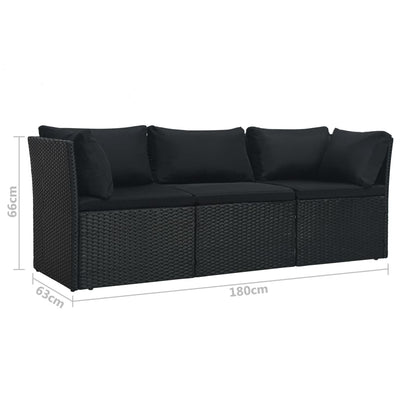 4 Piece Garden Lounge Set with Cushions Poly Rattan Black