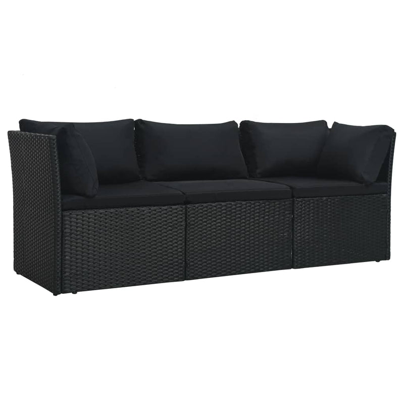 4 Piece Garden Lounge Set with Cushions Poly Rattan Black