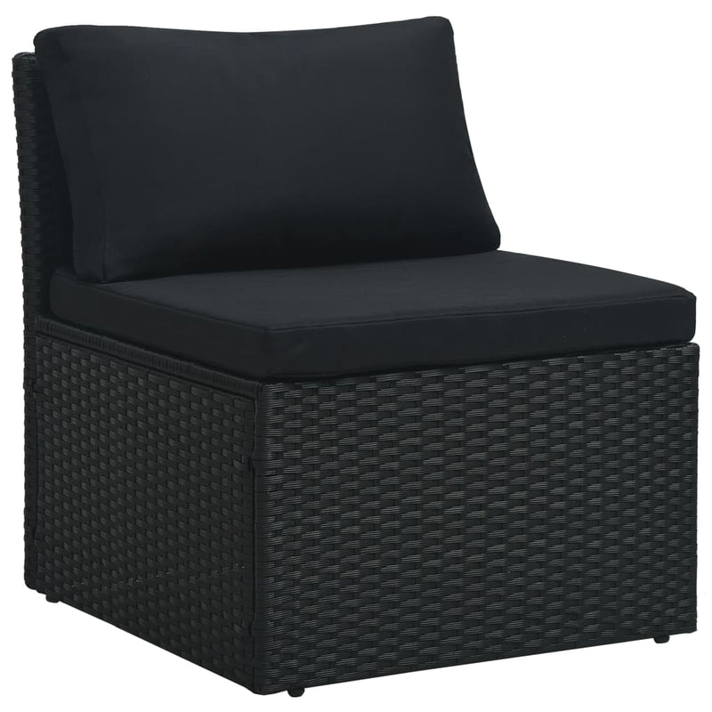 4 Piece Garden Lounge Set with Cushions Poly Rattan Black