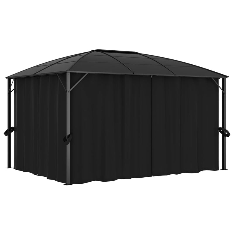 Gazebo with Curtains 400x300x265 cm Anthracite