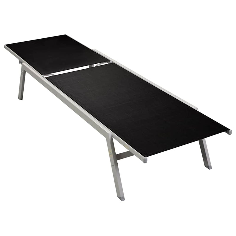 Sun Lounger Steel and Textilene Black