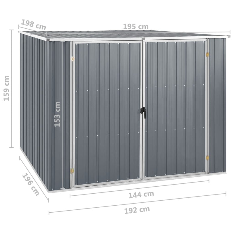 Garden Shed Grey 195x198x159 cm Galvanised Steel