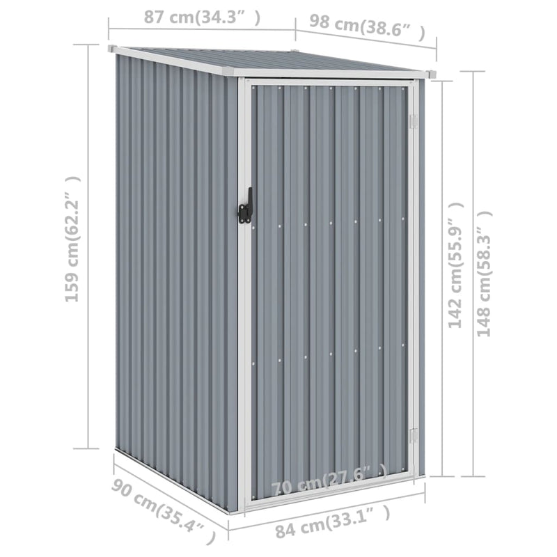 Garden Shed Grey 87x98x159 cm Galvanised Steel