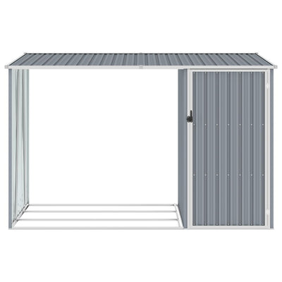 Garden Firewood Shed Grey 245x98x159 cm Galvanised Steel