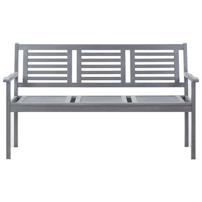 3-Seater Garden Bench 150 cm Grey Solid Eucalyptus Wood