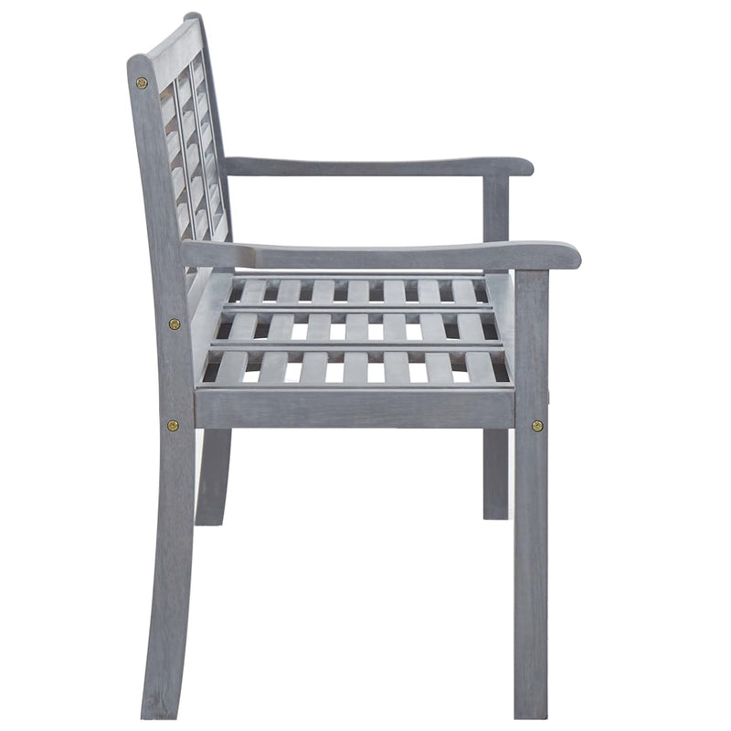 3-Seater Garden Bench 150 cm Grey Solid Eucalyptus Wood