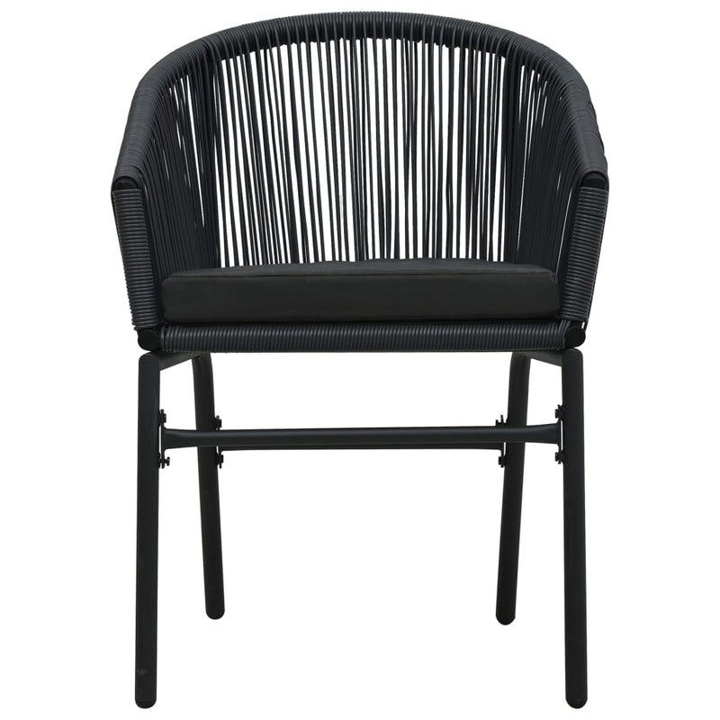 3 Piece Bistro Set with Cushions PE Rattan Black