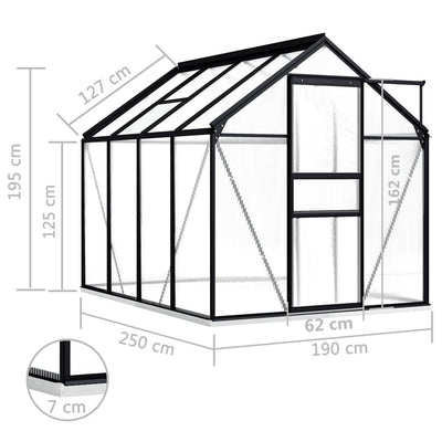 Greenhouse with Base Frame Anthracite Aluminium 4.75 m²