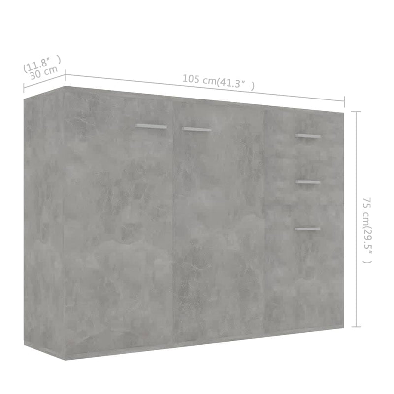 Sideboard Concrete Grey 105x30x75 cm Engineered Wood