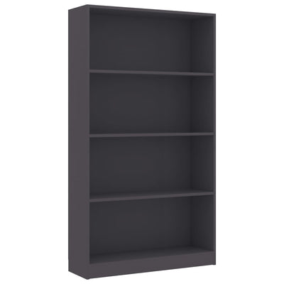 4-Tier Book Cabinet Grey 80x24x142 cm Engineered Wood