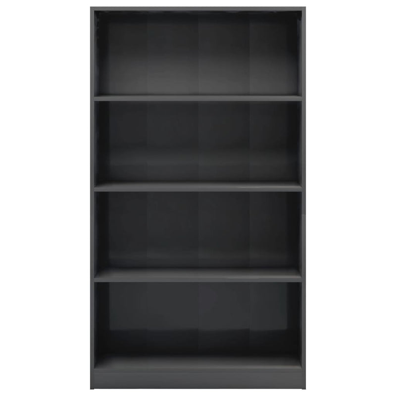 4-Tier Book Cabinet High Gloss Grey 80x24x142 cm Engineered Wood