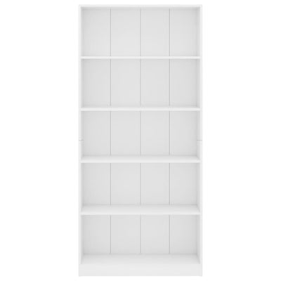 5-Tier Book Cabinet White 80x24x175 cm Engineered Wood