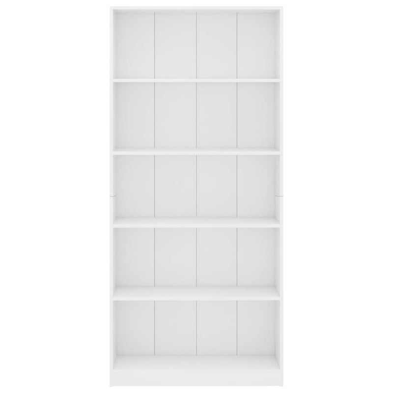 5-Tier Book Cabinet White 80x24x175 cm Engineered Wood