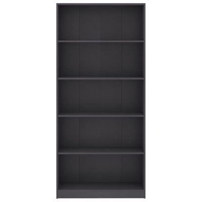 5-Tier Book Cabinet Grey 80x24x175 cm Engineered Wood