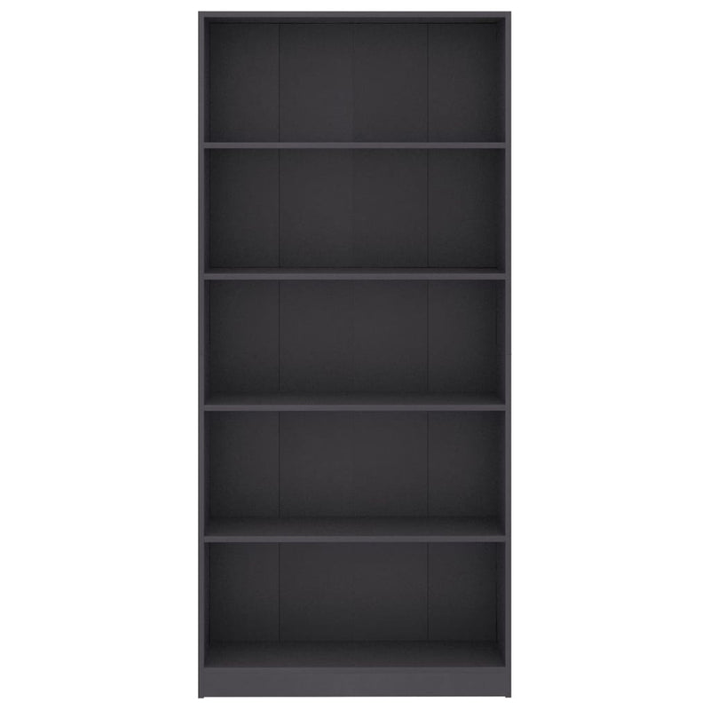 5-Tier Book Cabinet Grey 80x24x175 cm Engineered Wood