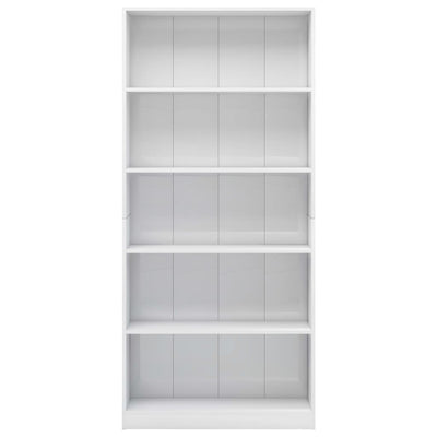 5-Tier Book Cabinet High Gloss White 80x24x175 cm Engineered Wood