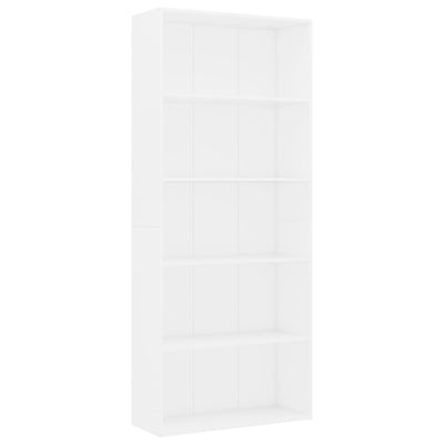 5-Tier Book Cabinet White 80x30x189 cm Engineered Wood