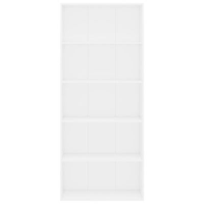 5-Tier Book Cabinet White 80x30x189 cm Engineered Wood