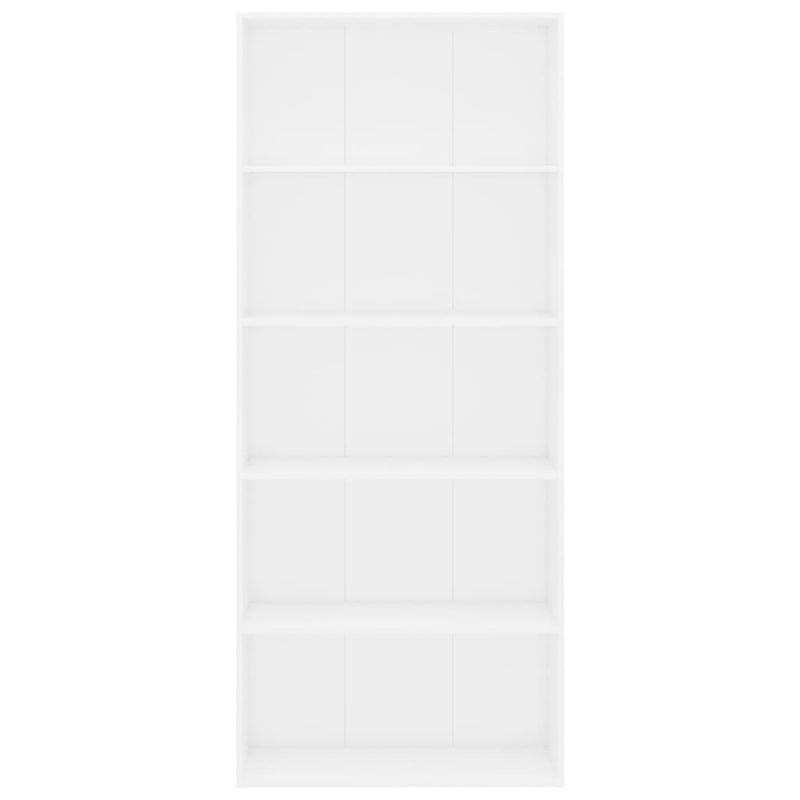 5-Tier Book Cabinet White 80x30x189 cm Engineered Wood