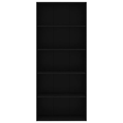 5-Tier Book Cabinet Black 80x30x189 cm Engineered Wood